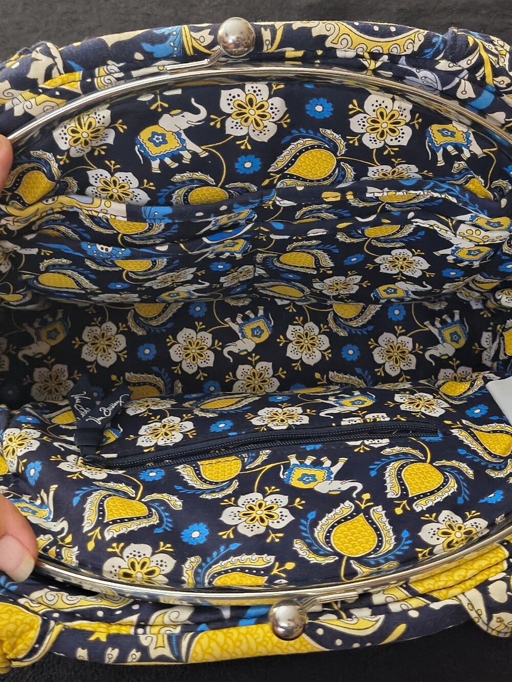 Vera Bradley Eloise Kiss Lock Satchel Elephant (Discontinued Pattern and Style) - Picture 5 of 7